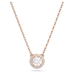 SWAROVSKI Una Angelic pendant (Round cut, Pavé, White, Rose gold-tone) - Dây cổ, dây chuyền, pha lê trắng - JEWELRY NECKLACE