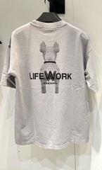 ÁO THUN LIFEWORK BULLDOG WASHING GREY T-SHIRT - Áo thun cổ tròn tay lỡ màu xám
