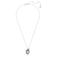 SWAROVSKI Swan pendant (Blue, White, Rhodium-plated) - Dây cổ, dây chuyền thiên nga, pha lê xanh biển - JEWELRY NECKLACE