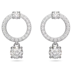 SWAROVSKI Constella hoop earrings (Round cut, White, Rhodium plated) - Khuyên tai pha lê trắng, vòng tròn - JEWELRY