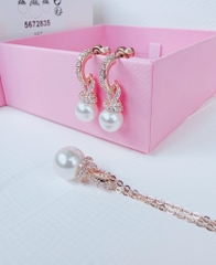 SWAROVSKI Originally set (White, Rose gold-tone plated) - EARRINGS & NECKLACE - Khuyên tai + dây cổ, pha lê ngọc trai - JEWELRY