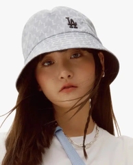 [SALE] Mũ MLB Monogram Reversible Bucket LA Yankees ‘Black Grey’  - Mũ hoạ tiết xám, đội được 2 mặt