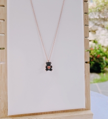SWAROVSKI Teddy pendant (Bear, Black, Rose gold-tone plated) - Dây cổ, dây chuyền gấu đen, pha lê hồng chuyển động