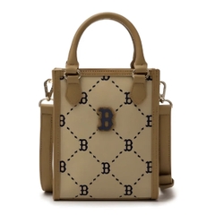 TÚI MLB MONOGRAM PHONE TOTE CROSSBODY BAG BROWN/PINK/BLACK - TÚI ĐEO CHÉO - MÀU NÂU/HỒNG/ĐEN