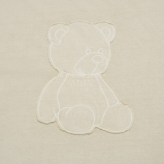 ÁO ADLV BEAR APPLIQUE PIGMENT WASHING BEIGE T-SHIRT - Áo thun cổ tròn tay lỡ hình gấu, màu be