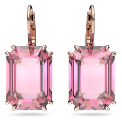 SWAROVSKI Millenia drop earrings (Octagon cut, Pink, Rose gold-tone plated) - Khuyên tai pha lê hồng - JEWELRY
