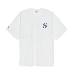 MLB Basic Letter Mega Overfit Functional Short Sleeve T-Shirt New York Yankees - Áo thun cổ tròn tay lỡ màu trắng