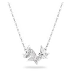SWAROVSKI Lilia necklace (Butterfly, White, Rhodium plated) - Dây cổ, dây chuyền hoạ tiết bướm - JEWELRY NECKLACE