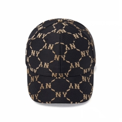 Mũ MLB Diamond Monogram Jacquard Structure Ball Cap New York Yankees Black - Mũ lưỡi trai, nón kết màu đen