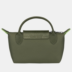 MINI SIZE - TÚI LONGCHAMP LE PLIAGE ORIGINAL POUCH WITH HANDLE - FOREST - Recycled Canvas - Túi xách màu xanh lá