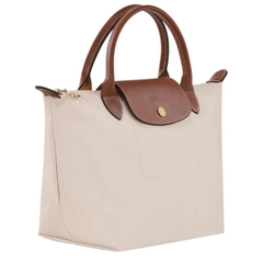 SMALL SIZE - TÚI LONGCHAMP LE PLIAGE ORIGINAL POUCH WITH HANDLE - Paper - Recycled Canvas - Túi xách màu be, quai nắp nâu