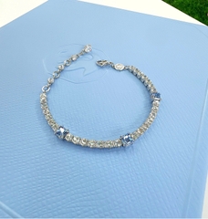 CHÍNH HÃNG - SWAROVSKI Matrix Tennis bracelet (Mixed cut, Blue, Rhodium plated) - Vòng/lắc tay đá pha lê trắng phối xanh - JEWELRY