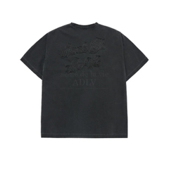 ADLV APPLIQUE LOGO PIGMENT TSHIRT CHARCOAL - Áo thun cổ tròn tay lỡ màu than chì