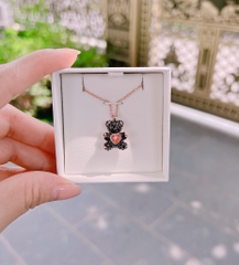 SWAROVSKI Teddy pendant (Bear, Black, Rose gold-tone plated) - Dây cổ, dây chuyền gấu đen, pha lê hồng chuyển động
