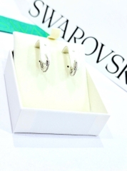 SWAROVSKI Matrix hoop earrings (Round cut, White, Rhodium plated) - Khuyên tai, vòng tròn đính pha lê - JEWERY