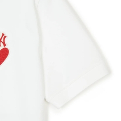 Áo MLB Polo Crop Heart NY Logo Shirt White
