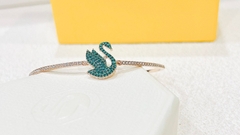 SWAROVSKI Swan Bangle (Green, Rose-gold tone plated) - Vòng/lắc tay thiên nga, pha lê xanh - JEWELRY BRACELET