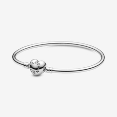 Pandora Moments Heart Clasp Bangle - Vòng/lắc tay bạc, khoá tim, dáng cứng - JEWELRY BRACELET
