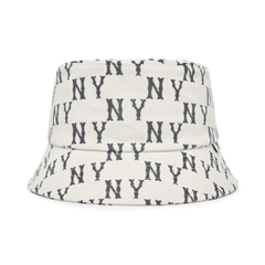 [SALE] MLB MONOGRAM NY NEWYORK YANKEES WHITE BUCKET - Mũ vành tròn, tone trắng