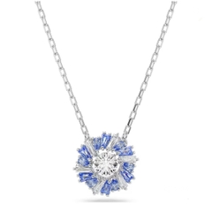 SWAROVSKI Idyllia pendant (Flower, Blue, Rhodium plated) - Dây cổ, dây chuyền đá pha lê xanh trắng - SWAROVSKI - JEWELRY NECKLACE