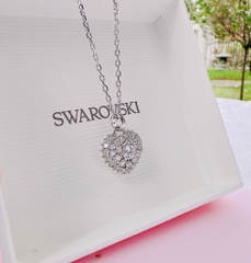 SWAROVSKI Hyperbola pendant (Heart, Crystal pearl, Rhodium plated) - Dây cổ, dây chuyền trái tim, pha lê trắng - JEWELRY NECKLACE