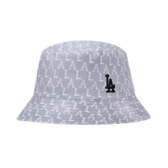 [SALE] Mũ MLB Monogram Reversible Bucket LA Yankees ‘Black Grey’  - Mũ hoạ tiết xám, đội được 2 mặt