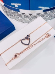 SWAROVSKI Lovely necklace (Heart, Grey, Rose gold-tone plated) - Dây cổ, dây chuyền HÌNH TIM PHỐI ĐÁ - SWAROVSKI - JEWELRY NECKLACE