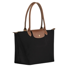 MEDIUM SIZE - TÚI LONGCHAMP LE PLIAGE ORIGINAL M TOTE BAG - BLACK - Túi xách màu đen, quai nắp nâu