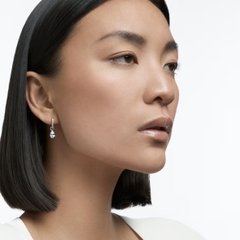 SWAROVSKI Attract Pear Mini Hoop Pierced Earrings (White, Rhodium Plated) - Khuyên tai pha lê trắng, cắt giọt - JEWERY