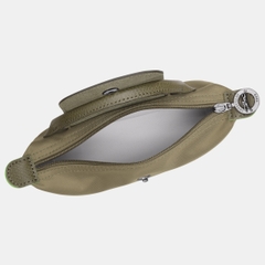 MINI SIZE - TÚI LONGCHAMP LE PLIAGE GREEN POUCH WITH HANDLE - ARTICHOKE - Túi xách màu xanh xám