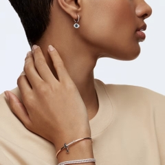 SWAROVSKI Symbolica hoop earrings (Evil eye, Blue, Rose gold-tone plated) - Khuyên tai pha lê, hình biểu tượng mắt - JEWERY