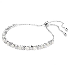 SWAROVSKI Matrix bracelet (Crystal pearl, Round cut, White, Rhodium plated) - Vòng, lắc tay ngọc trai, pha lê trắng - JEWELRY