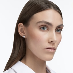 SWAROVSKI Attract stud earrings (Square cut, White, Rhodium plated) - Khuyên tai thiên nga pha lê trắng - JEWELRY