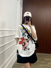 [THE POWERPUFF GIRLS X ADLV] ÁO ADLV BIG PRINTING ARTWORK T-SHIRT WHITE - ÁO THUN NHỮNG CÔ GÁI SIÊU NHÂN - MÀU TRẮNG