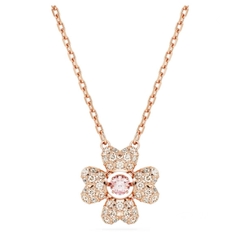 SWAROVSKI Idyllia pendant (Clover, White, Rose gold-tone plated) - Dây cổ, dây chuyền lá, pha lê hồng - JEWELRY NECKLACE