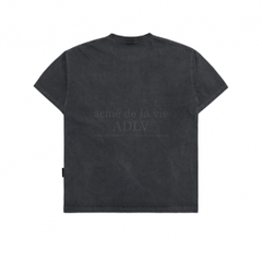 ÁO ADLV BEAR APPLIQUE PIGMENT WASHING CHARCOAL T-SHIRT - Áo thun cổ tròn tay lỡ hình gấu, màu than chì