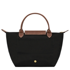 SMALL SIZE - TÚI LONGCHAMP LE PLIAGE ORIGINAL POUCH WITH HANDLE - Black - Recycled Canvas - Túi xách màu đen, quai nắp nâu