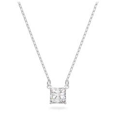 SWAROVSKI Attract necklace (Square cut, White, Rhodium plated) - Dây cổ, dây chuyền pha lê vuông trắng - JEWELRY NECKLACE