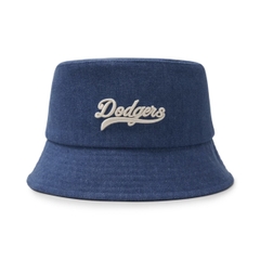 MLB Unisex Cursive Lettering Denim Bucket Hat LA Dodgers Indigo - Mũ vành tròn, màu xanh