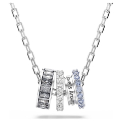 SWAROVSKI Connexus pendant (Mixed cuts, ‘Love is around’, Rhodium) (bản dây và mặt cỡ to) - Dây cổ, chuyền, vòng tròn đính đá pha lê xanh, trắng, xám - JEWELRY NECKLACE
