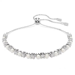 SWAROVSKI Matrix bracelet (Crystal pearl, Round cut, White, Rhodium plated) - Vòng, lắc tay ngọc trai, pha lê trắng - JEWELRY