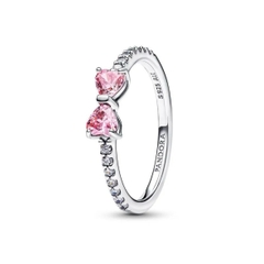 PANDORA Sparkling Pink Bow Stud Ring (Sterling Silver, Zirconia) - Nhẫn hình nơ, bạc 925, đính đá CZ hồng - Jewelry