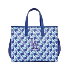 MLB CUBE MONOGRAM MEDIUM TOTE CROSSBODY BAG LA DODGERS - Túi đeo chéo, quai xách, màu xanh