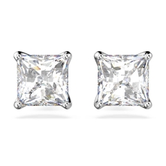 SWAROVSKI Attract stud earrings (Square cut, White, Rhodium plated) - Khuyên tai thiên nga pha lê trắng - JEWELRY
