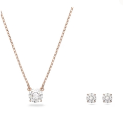 SWAROVSKI Stilla Attract set (Round cut, White, Rose gold-tone plated) - EARRINGS & NECKLACE - Khuyên tai + dây cổ - JEWELRY