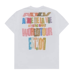 ÁO ADLV CRAYON DRAWING WHITR T-SHIRT - Áo thun cổ tròn tay lỡ, màu trắng