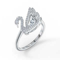 SWAROVSKI Dancing Swan ring (Round cut, White, Rhodium plated) - RINGS - Nhẫn thiên nga, pha lê trắng - JEWELRY