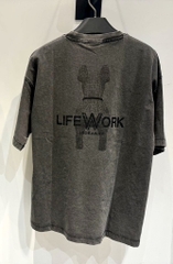 ÁO THUN LIFEWORK BULLDOG WASHING DARK GREY T-SHIRT - Áo thun cổ tròn tay lỡ màu xám đậm