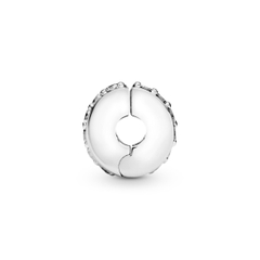 PANDORA Clear Sparkling Row Clip Charm (Silver Sterling, Zircona) - Hạt trang trí vòng tay hình tròn, chốt bấm chặn, bạc 925, CZ trắng - JEWELRY