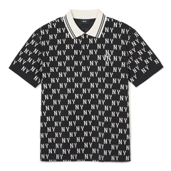Áo Polo MLB New York Yankees Classic Monogram Front Pattern Collar Polo Shirt 3APQM0443-50BKS Màu Đen